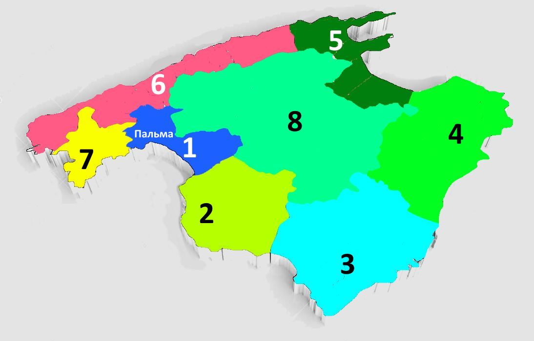 Карта основных районов Майорки